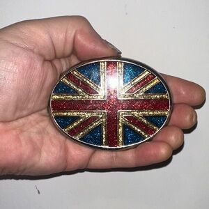 Union Jack Glitter Belt Buckle